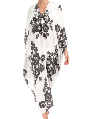 Embroidered Rose Silk Boubou Caftan