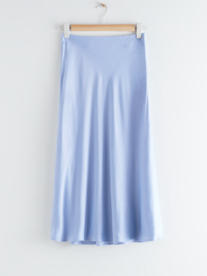 Satin A-line Midi Skirt