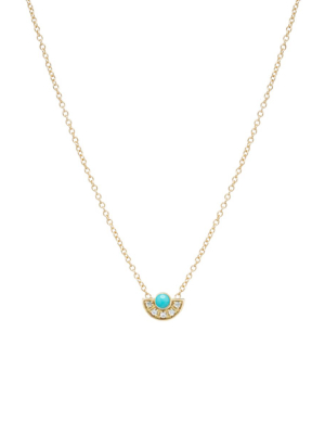 14k Turquoise & Diamond Horizon Fan Necklace