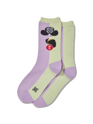 Women's Geisha Portrait Crew Socks