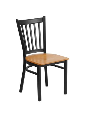 Flash Furniture Black Vertical Back Metal Restaurant Chair