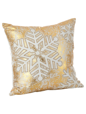 Gold Donnelou Snowflake Design Throw Pillow (12") - Saro Lifestyle