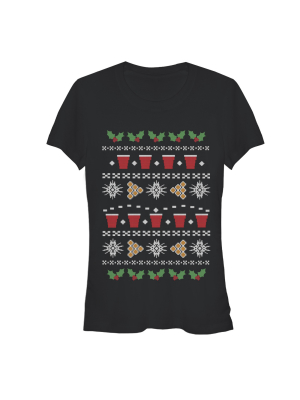 Junior's Lost Gods Ugly Christmas Pong T-shirt