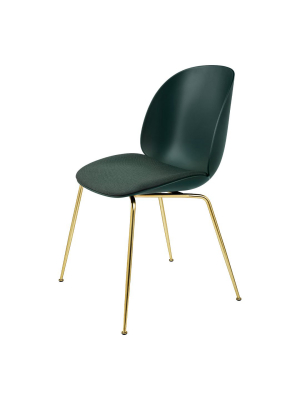 Beetle Dining Chair - Seat Upholstered - Brass Semi Matt Conic Base