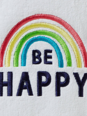 2pc Be Happy Hand Towel White - Skl Home