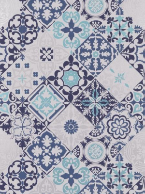 Sample Cervo Wallpaper In Blue And Turquoise From The Manarola Collection By Osborne & Little