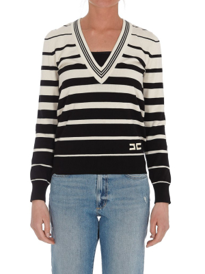 Elisabetta Franchi Striped V-neck Jumper