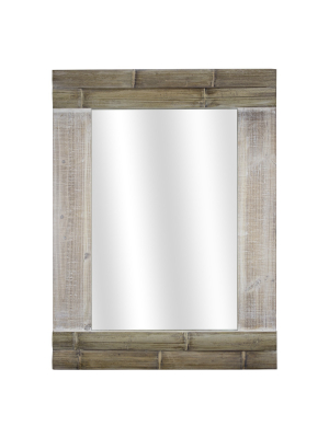 30.8" X 23" Rustic Bamboo Wood Framed Wall Vanity Mirror Brown - American Art Decor
