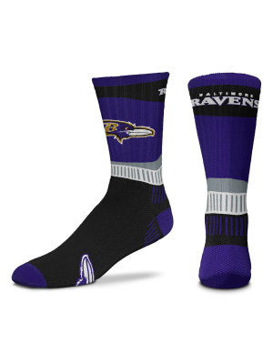 Nfl Baltimore Ravens Fan Crew Socks - L