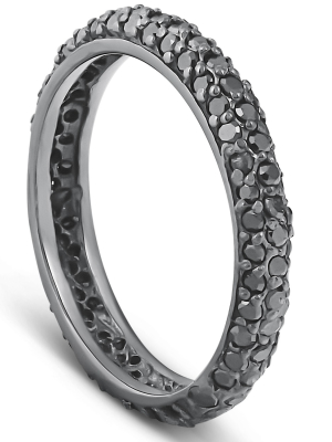 Pompeii3 1 1/10ct Black Diamond Pave Eternity Ring 14k Gold