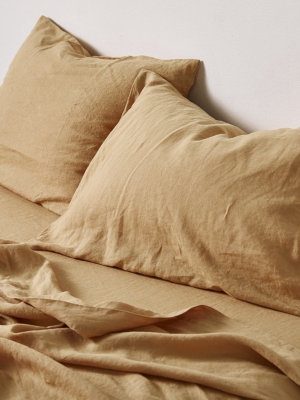 100% Linen Pillowslip Set (of Two) In Tan