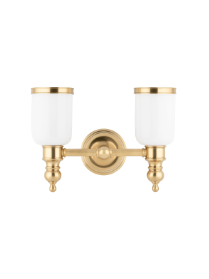 Hudson Valley Lighting Chatham 2-bulb Vanity Lamp - Aged Brass & Opal Glossy