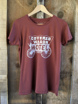 Covered Wagon Motel Women's Color Tee Rust/white