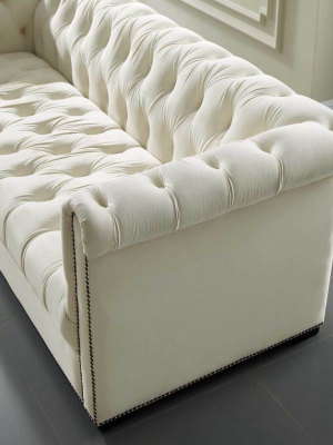 Hudson Upholstered Velvet Sofa Ivory