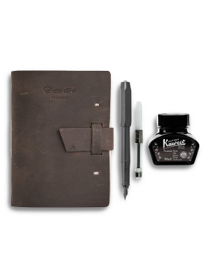 Leather Gratitude Journal + Pen Gift Set