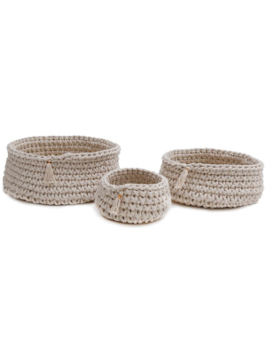 Baya Hand Woven Baskets In Ivory