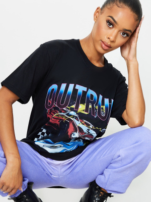 Black Outrun Car Print T Shirt