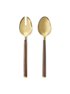 Gold & Wood Salad Servers