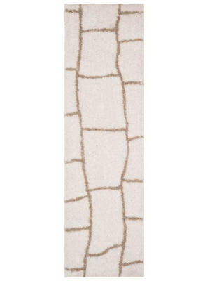 Toronto Shag Ivory/silver Runner Rug