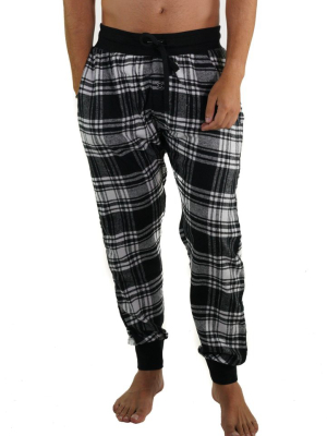 Men's Flannel Jogger Lounge Pants - Black/white