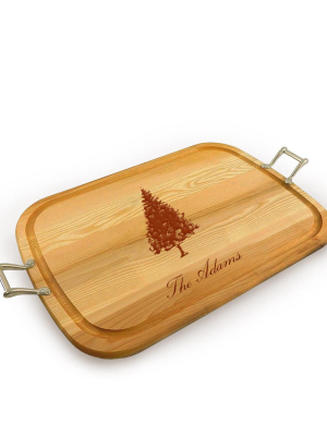 Fir Tree Wooden Artisan Tray With Handles