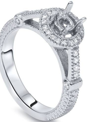 Pompeii3 Diamond Engagement Ring Setting Semi Mount Ring 14k White Gold