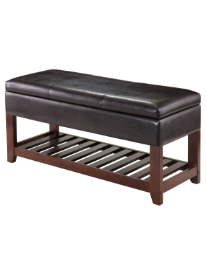 Monza Bench With Storage Chest And Shelf Walnut/espresso - Winsome