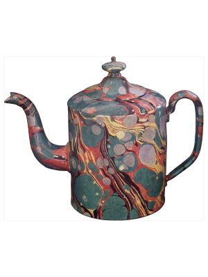 Green Yellow And Red Marble Teapot - Large
