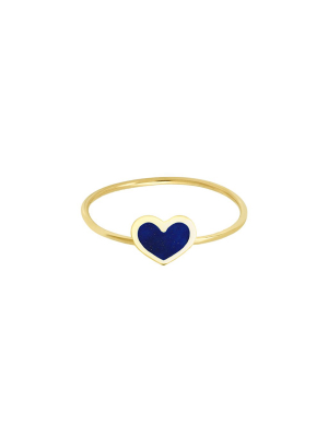 Mini Inlay Heart Ring - Lapis