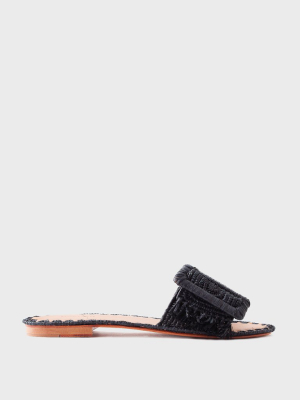 Carrie Forbes Kia Natural Raffia Buckle Slide Sandals