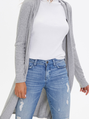 Ribbed Open-front Cardigan