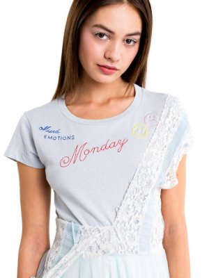 Wildfox No. 9 Monday Tee Shirt Blue Ribbon