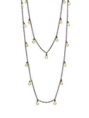 Bezel Droplet Strand Necklace