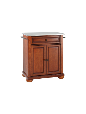 Alexandria Stainless Steel Top Portable Kitchen Island - Classic Cherry - Crosley