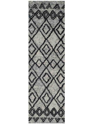 Casablanca Tribal Gray/charcoal Runner Rug