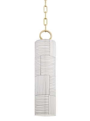 Brookville Aged Brass & Stripe Pendant