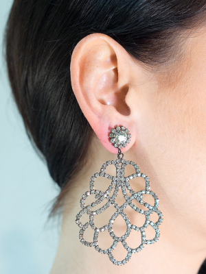 Crystal Lace Clip Earrings