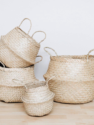 Woven Collapsible Rice Belly Basket - Natural
