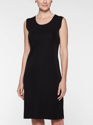 Sleeveless Sheath Knit Dress, Black