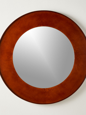 Round Olive Wood Mirror 48"