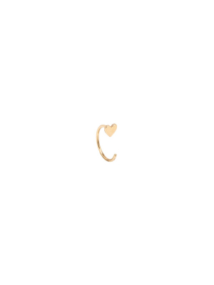 14k Itty Bitty Heart Open Hoop Earring