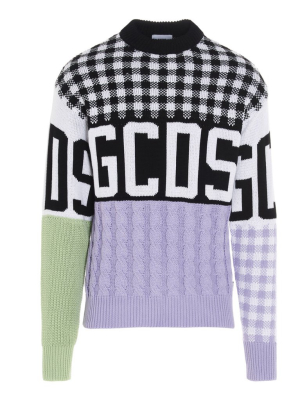 Gcds Colour Block Logo Intarsia Sweater