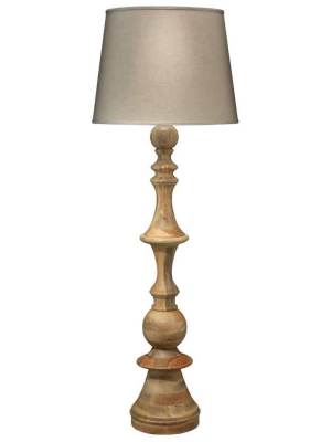 Budapest Floor Lamp In Natural Wood With Extra Large Open Cone Shade In Natural Linen