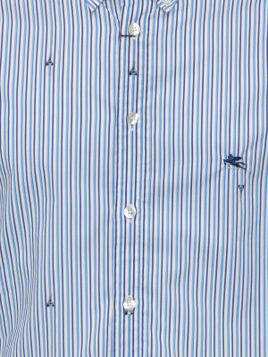 Etro Striped Logo Embroidered Shirt