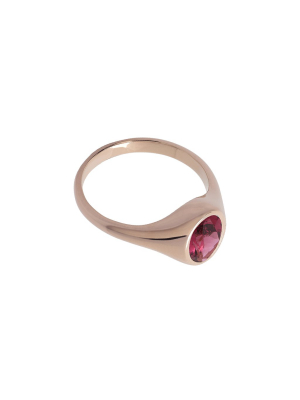 Saudade Pink Tourmaline Signet Ring - Rose Gold