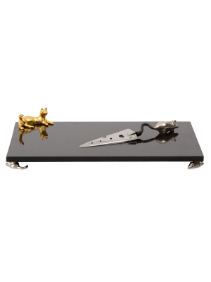Cat & Mouse Large Cheese Board W/ Knife