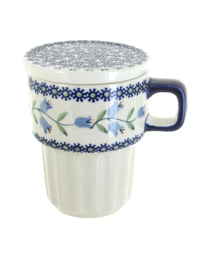 Blue Rose Polish Pottery Tulip Large Mug With Lid