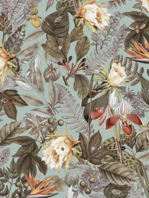 Tropical Flowers Peel & Stick Wallpaper In Green By Roommates For York Wallcoverings