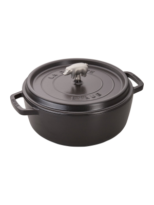 Staub Cast Iron 6-qt Cochon Shallow Wide Round Cocotte