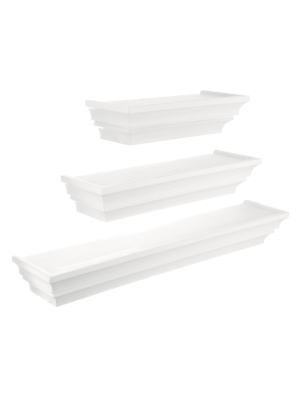 Madison Decorative Wall Ledge Shelf Set Of 3 - White